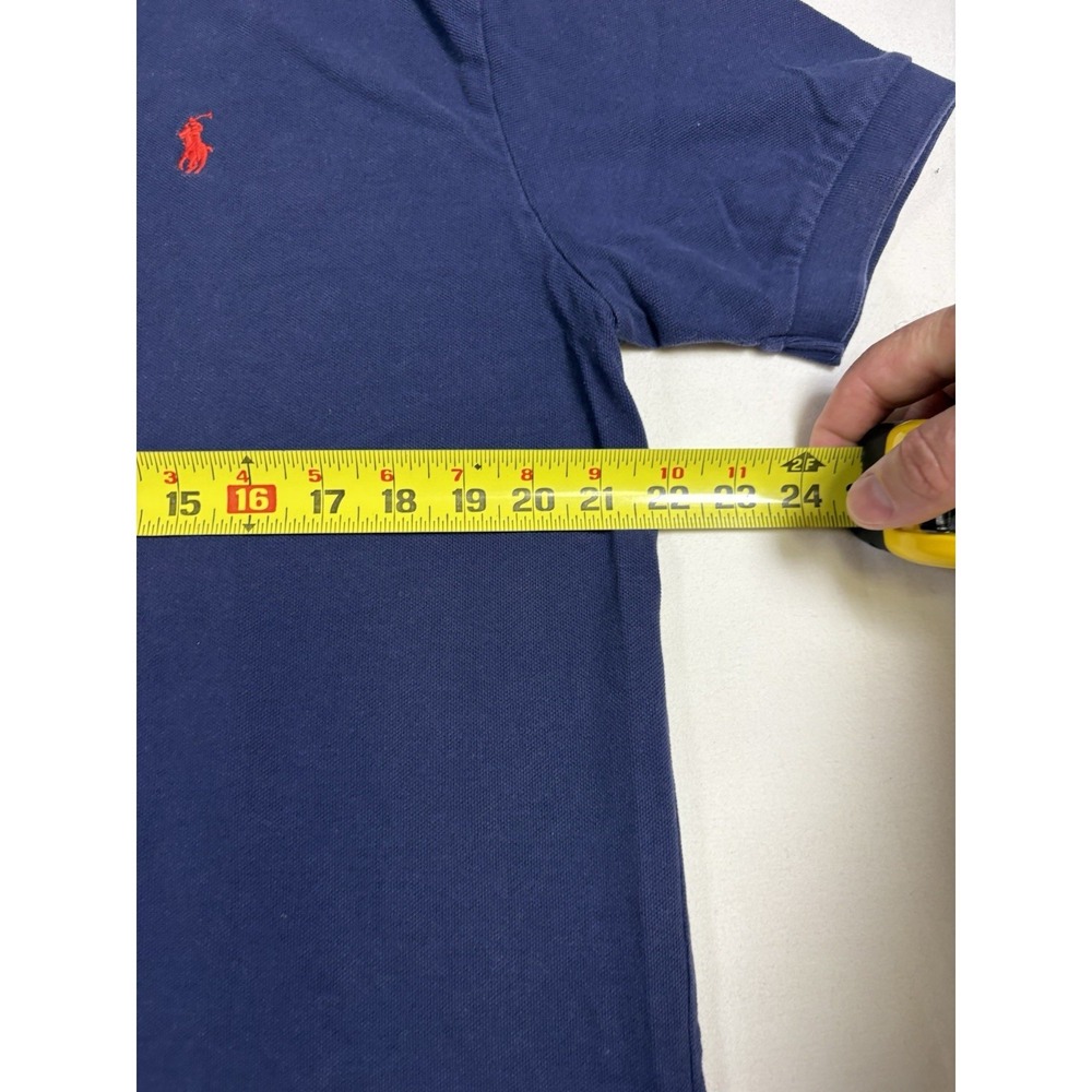 Polo Ralph Lauren Men's Large Navy Blue Mesh Polo Shirt Red Pony Classic Fit L/G - Picture 6 of 7